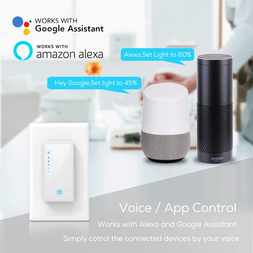 Умный диммер переключатель WiFi светильник Диммер США штекер SmartLife приложение