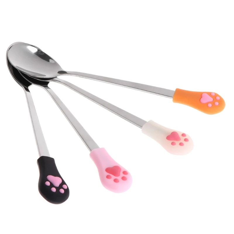 Hot Sale Stainless Steel Spoon Anti Slip Silicone Handle Can Cute For Pets Dogs Food Small Pet Supplies | Дом и сад
