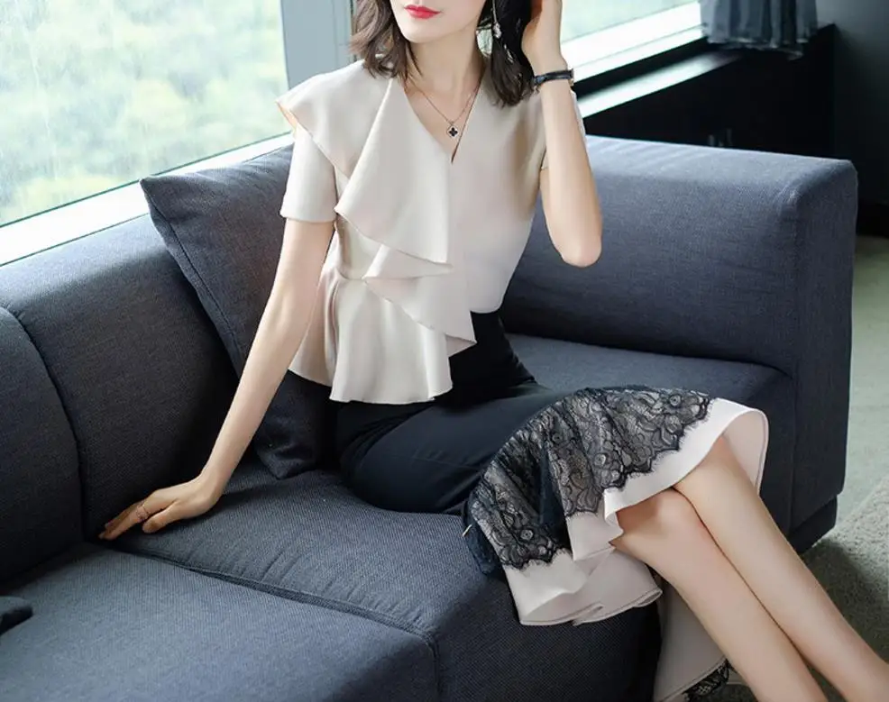 Новые модные дамские офисные пуловер с коротким v образным Вырезом Молния fly