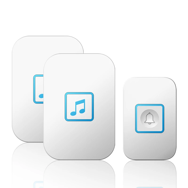 1 button 2 receiver Беспроводной дверной звонок CACAZI, водонепроницаемый, 1, 2, передатчик, 1, 2, 3, приемник, умный дом, звонок, батарея, колокольчик, США, ЕС, Великобритания, разъем AU - Цвет: 1 button 2 receiver