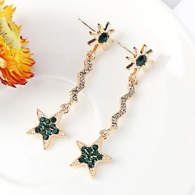 Новое поступление Длинные витые серьги GRACE JUN с кисточками и звездочками клипсы