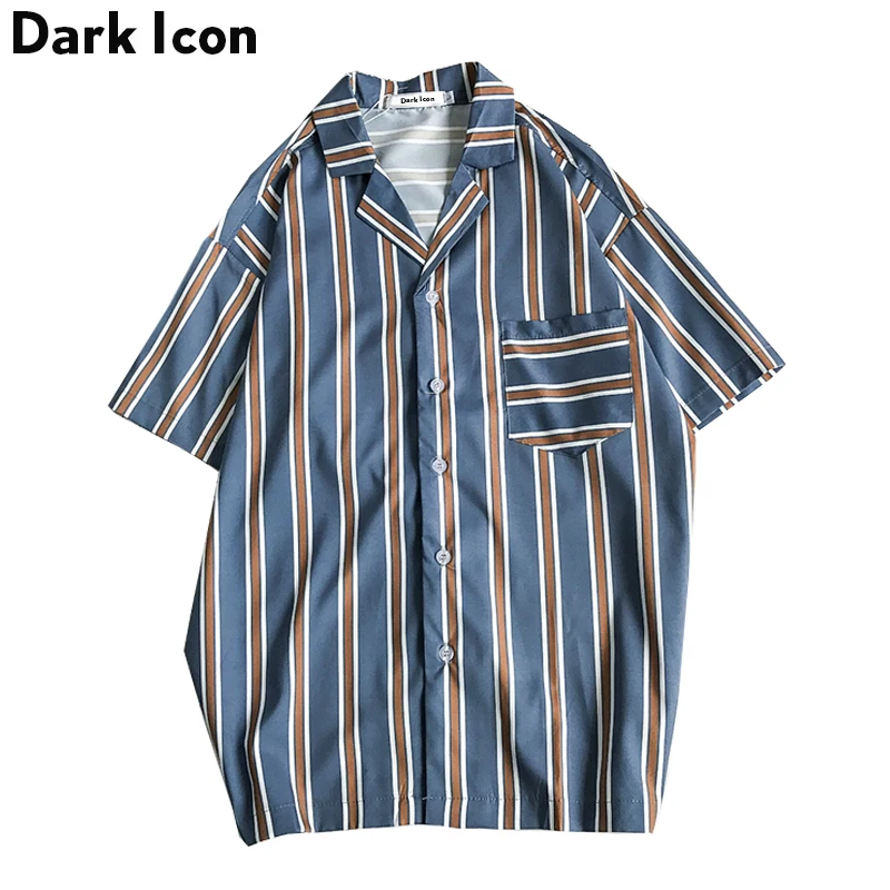Мужская пляжная рубашка Dark Icon с карманом спереди в гавайском стиле лето 2019