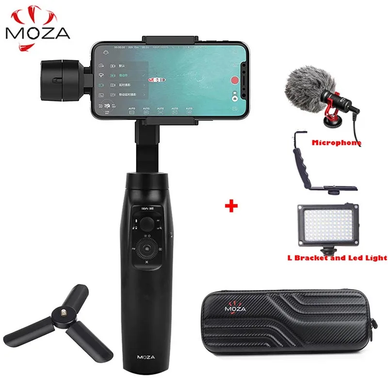 add L Mic Light MOZA MINI MI 3-осевой портативный смартфон сотовый телефон видеокамеры Стабилизатор для iPhone X, 8, 8, 7, 6S samsung S9 VS Zhiyun Smooth 4 DJI Osmo mobile 2 - Цвет: add L Mic Light