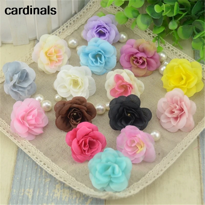 

100pcs 16 Color 4.5cm Mini Tea Rose Diy Artificial Rose Silk Flowers Heads For Home Wedding Decoration Scrapbooking Flower Heads