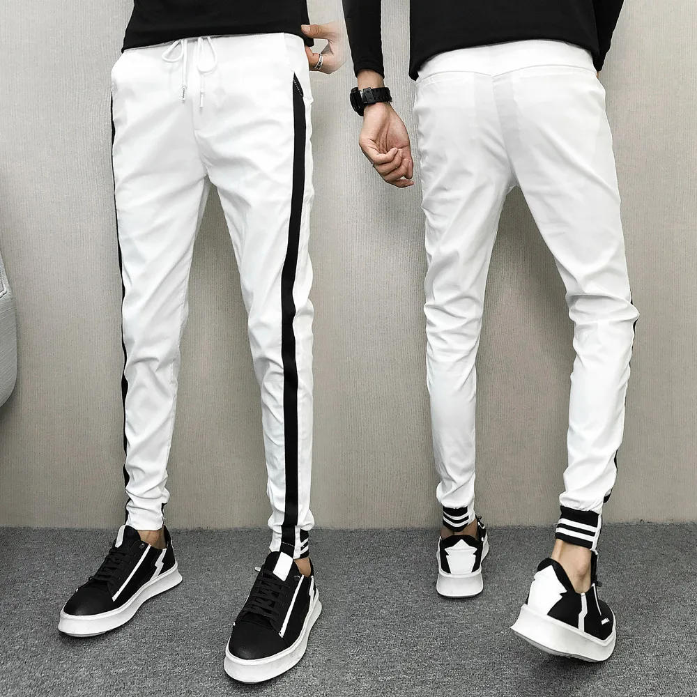Брендовые новые осенние мужские повседневные штаны корейские облегающие