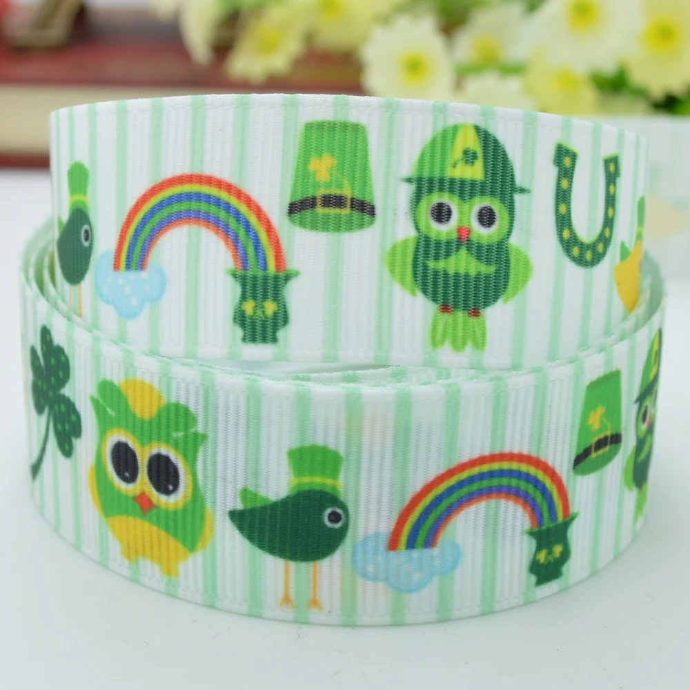 DUWES 7/8 &quot22 мм 2 5 10 20 50 ярдов День Святого Патрика полосы клевера печатные grosgrain