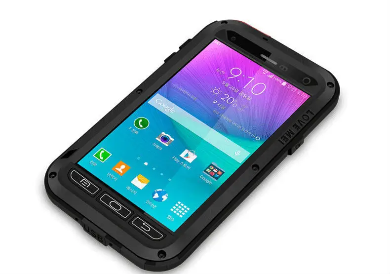 Водонепроницаемый чехол для Samsung Galaxy Note 4 N9100 N910F чехол противоударный основа dropproof металлический Алюминий крышка