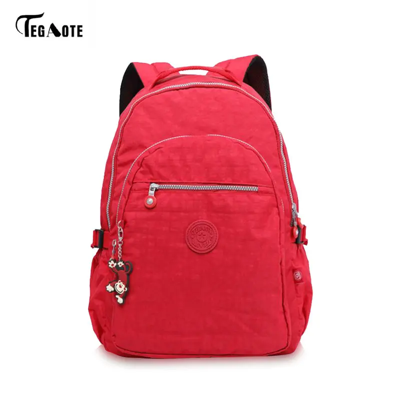 TEGAOTE Большой Вместительный рюкзак для девочек-подростков Mochila женские рюкзаки школьные нейлоновые водонепроницаемые сумки для мужчин и женщин - Цвет: Красный