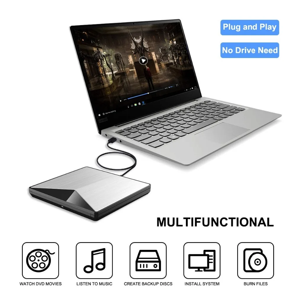 Внешний DVD привод USB 3 0 CD +/-RW горелки Rewriter плеер оптический Superdrive высокоскоростной