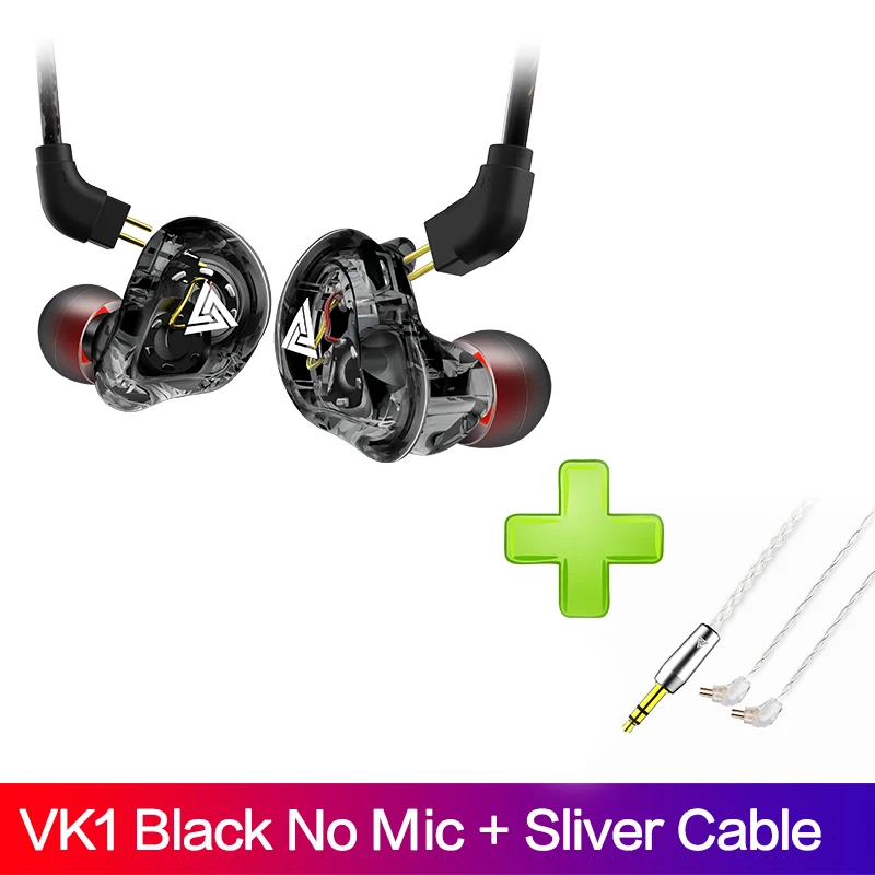 Black With Sliver QKZ VK1 наушники с 4DD в ухо наушники HIFI DJ Monito для бега спортивные наушники гарнитура fone de ouvidoauriculares audifonos - Цвет: Black With Sliver