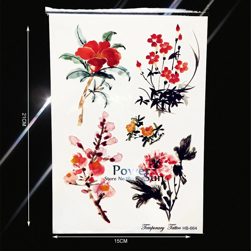 Сакура конструкции Водонепроницаемый поддельные флеш тату женщины Макияж