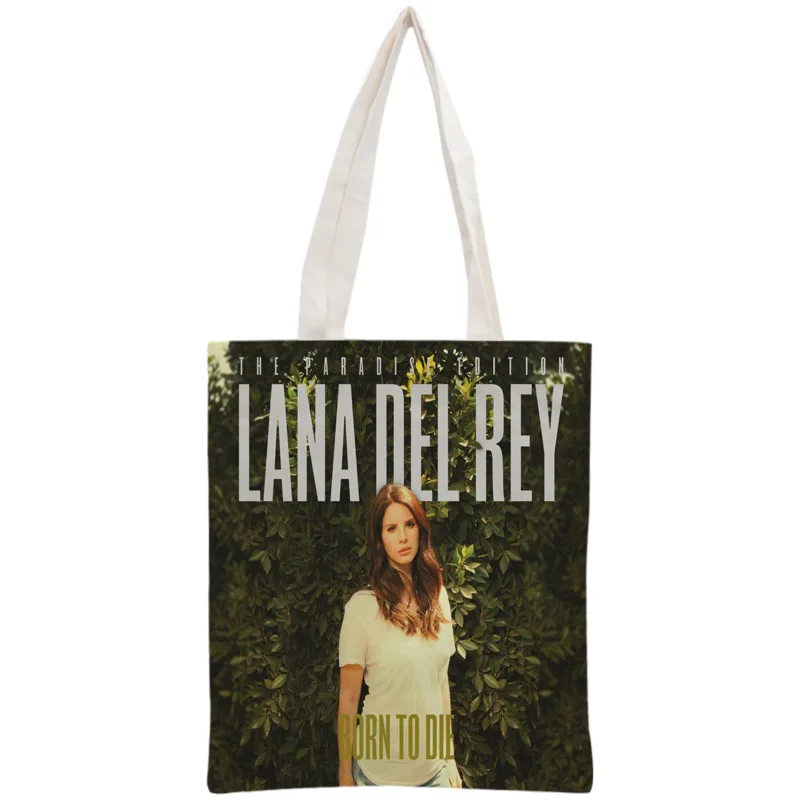 Индивидуальная сумка-тоут Lana Del Rey, многоразовая сумка 30x35 см, двухсторонняя сумка, сумка через плечо, складная Холщовая Сумка для покупок - Цвет: 3
