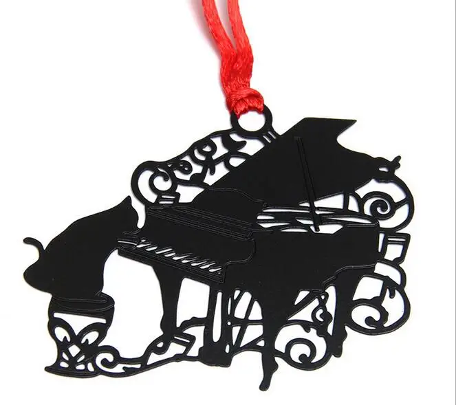 25 шт. из нержавеющей стали черный фортепианный Кот Закладка книжная карта для