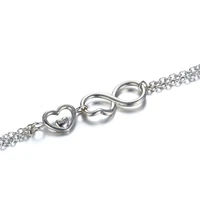 2019 ethnic women chain bowknot 925 silver bracelet dainty thin bow heart bracelet jewelry female girl pulseira silver