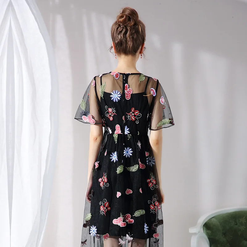 OUYALIN L XXXL 4XL 5XL Большие размеры летнее платье 2018 Для женщин с коротким рукавом Mesh Chic