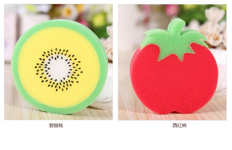 ZH 1PC Creative Cartoon Shower Clean Sponge Fruit Bath Cotton Child |