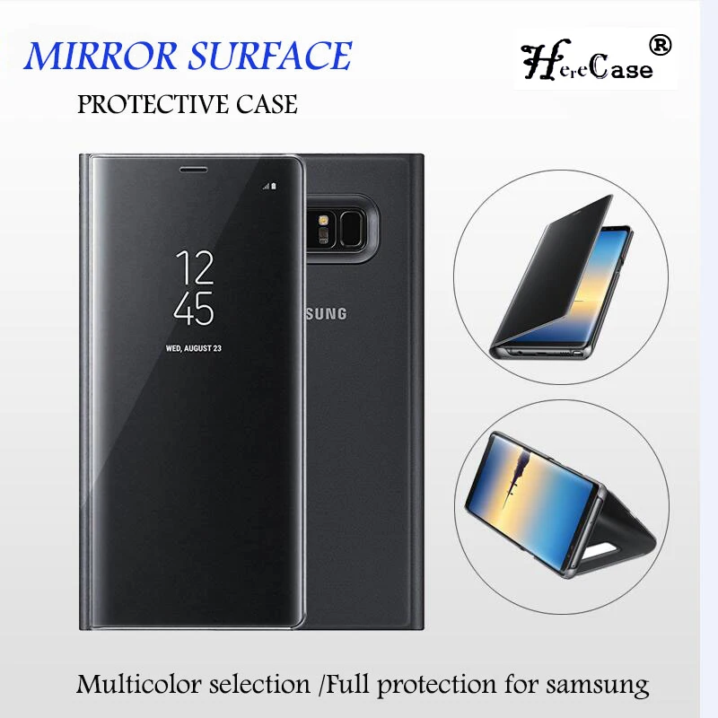 Для Samsung Galaxy S9 S8 Plus флип чехол для note8 9 S7edge A5 A8 2017 2018 прозрачный зеркальный смарт