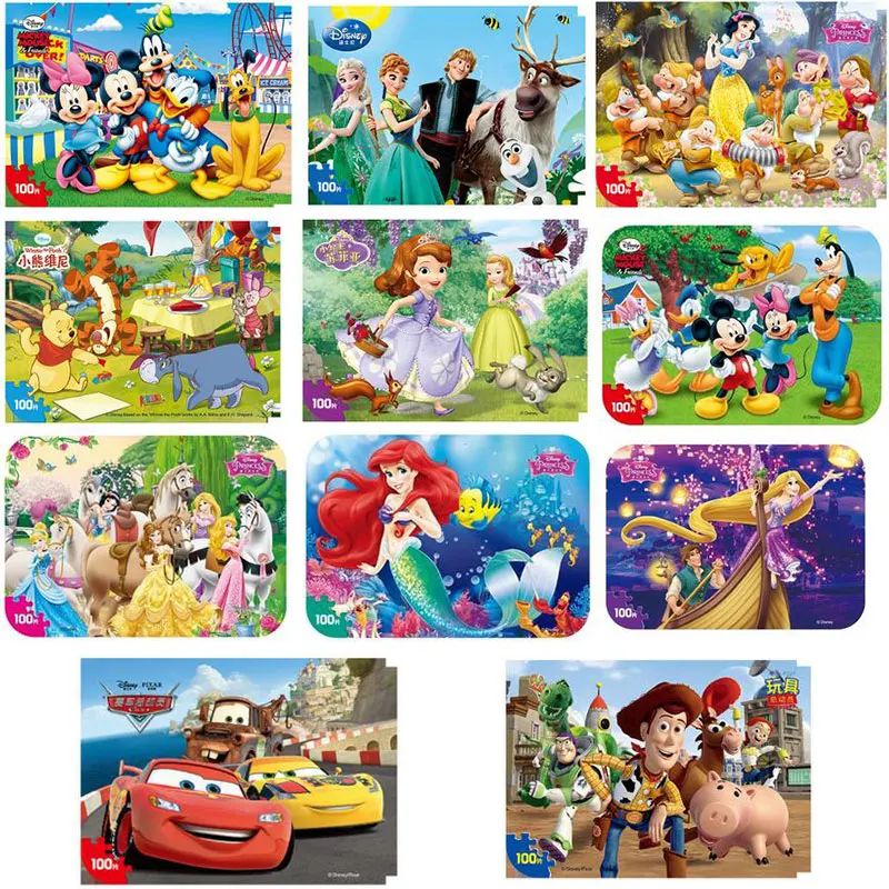 Disney замороженные Микки и Минни Маус София Русалка утка головоломки 100 шт. обучения Развивающие интересные деревянные игрушки для детей развивающие игрушки пазлы развивающие игрушки для детей головоломка игрушка