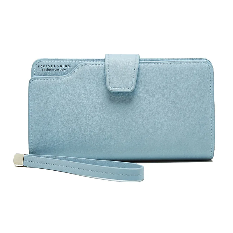 Blue Женский кожаный кошелек, кошелек для отдыха, 3 сложения, высокое качество, Женский Длинный кошелек для монет, много слотов для карт, кошельки, Carteira Feminina - Цвет: Blue