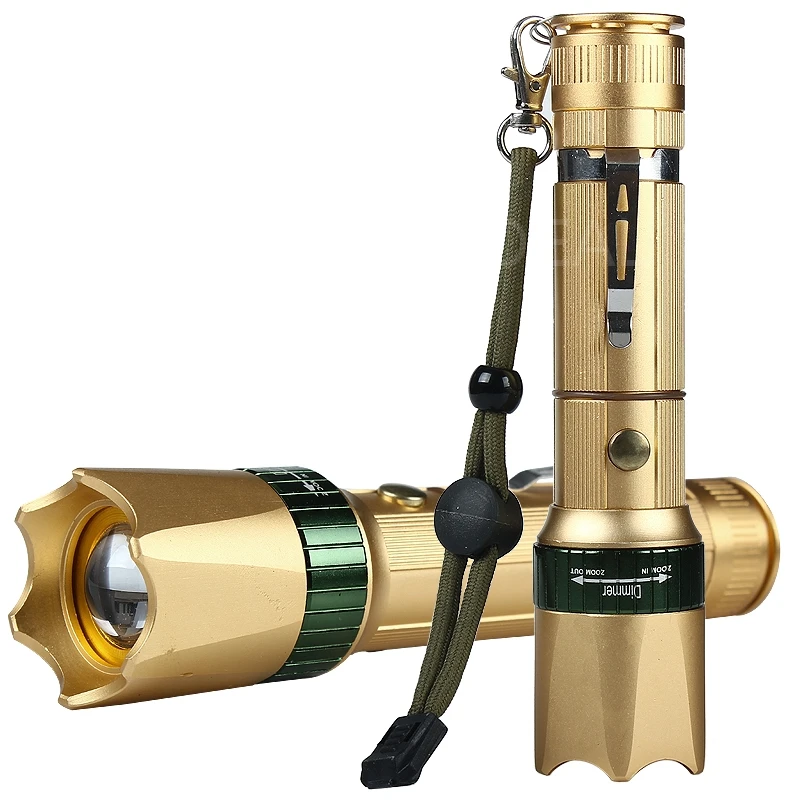 Мини фонарик 3000 лм карманный светильник фонарь T6 светодиодный золотой + зарядное