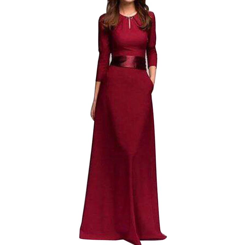 Женское платье макси с длинным рукавом весеннее длинное летнее поясом | Женская