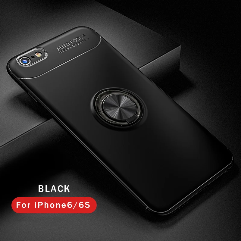Противоударный чехол для iPhone 7 8 Plus, чехол с кольцом на палец, магнит, матовый Силиконовый из ТПУ, чехол для iPhone 6 S 6s Plus X 7 8 8 Plus, чехол s