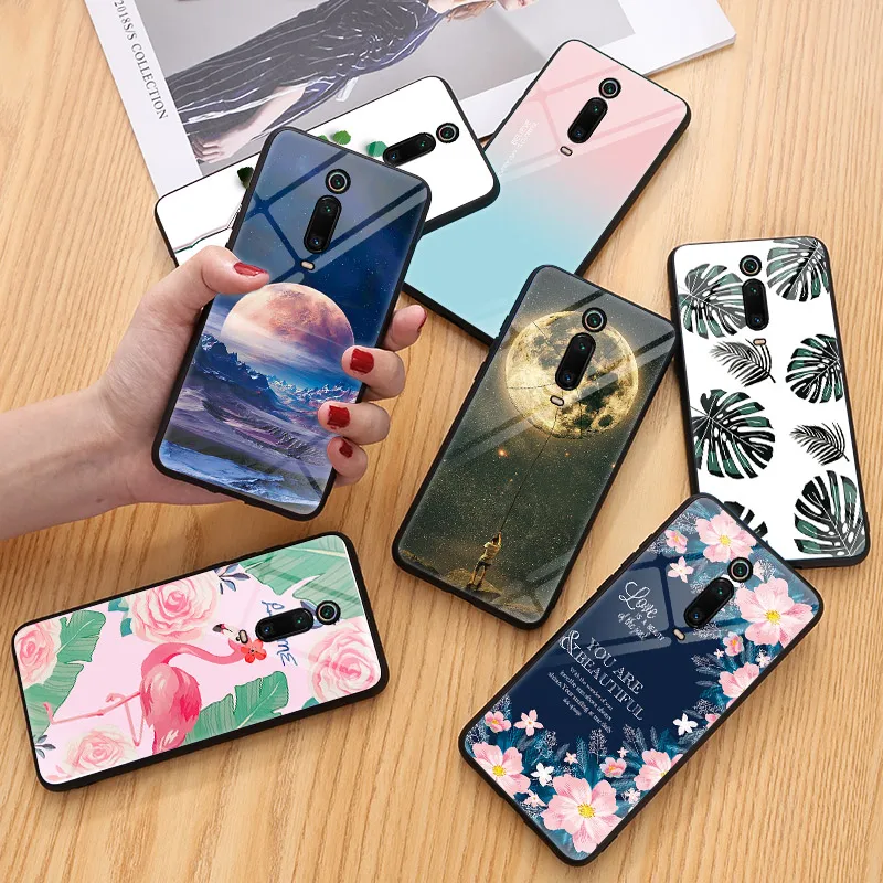 Чехол из закаленного стекла для Xiaomi Mi 9 T чехлы силиконовый чехол с космическими