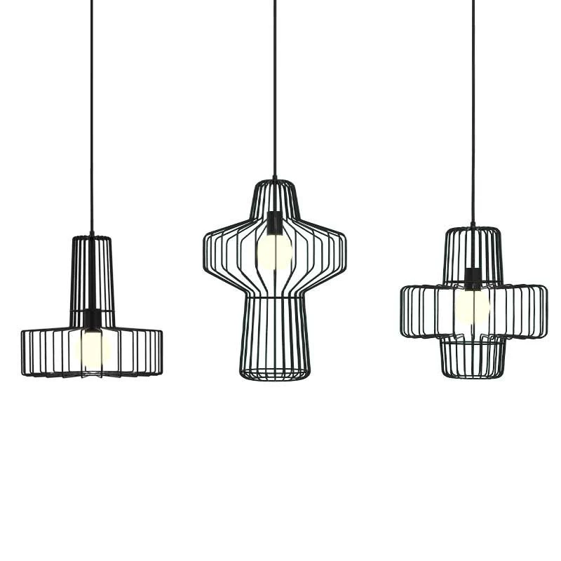 Винтажная промышленная Подвесная лампа сделай сам черная металлическая клетка