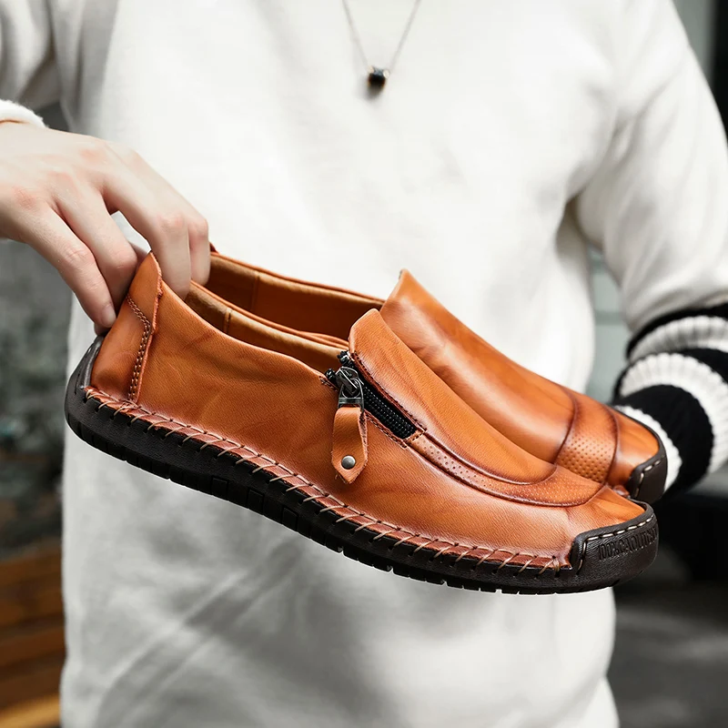 AODLEE Genuine Leather Men Shoes Plus Size 47 Fashion Mens Casual Breathable Italian Loafers Driving mocassin | Обувь
