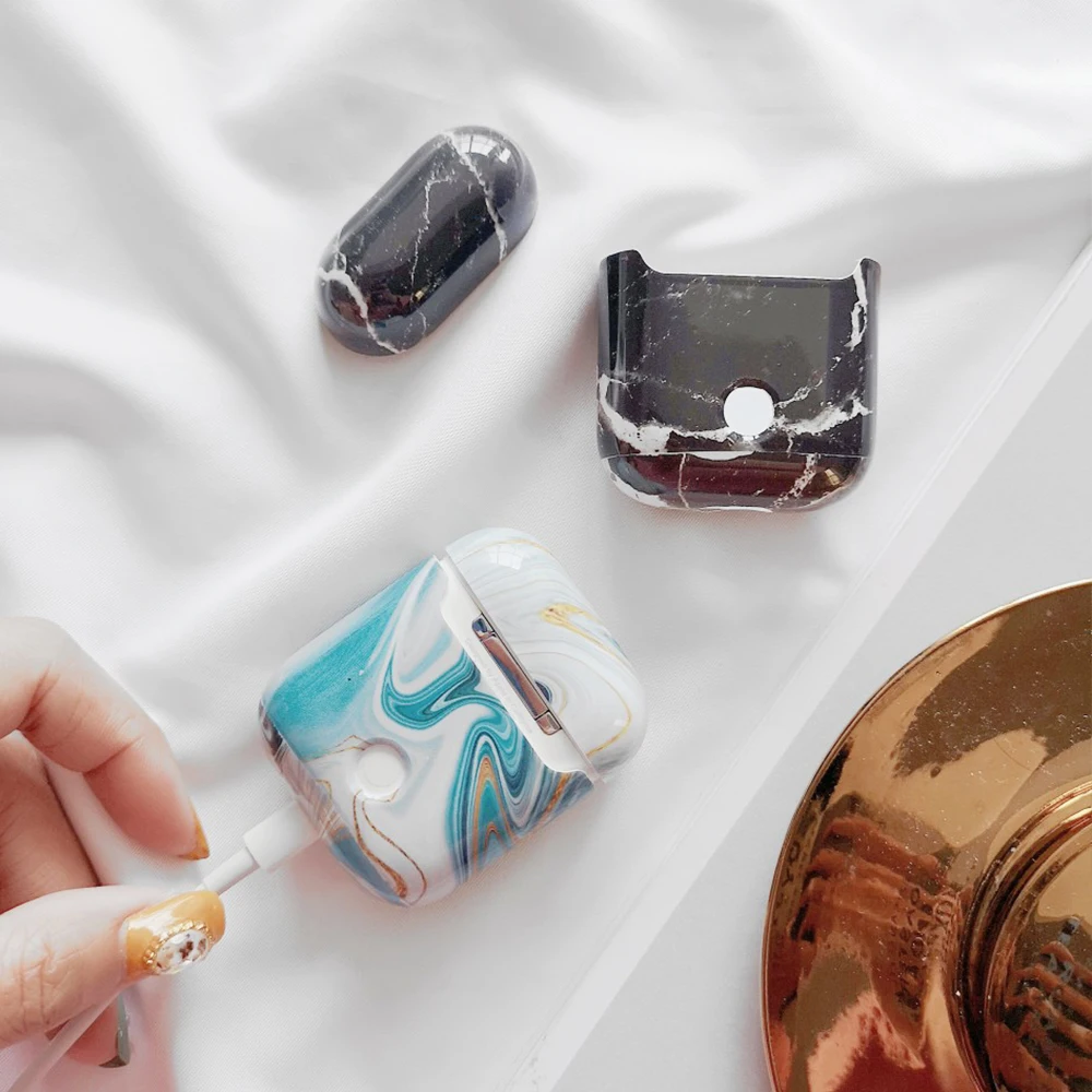 Новинка Ретро мраморные наушники Жесткий защитный чехол для Airpods 2 беспроводные Bluetooth наушники аксессуары для Airpods Чехол Коробка