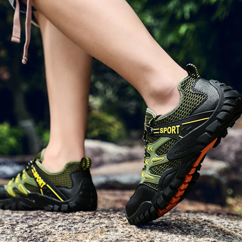 Кроссовки мужские сетчатые на шнуровке спортивная обувь для походов и отдыха