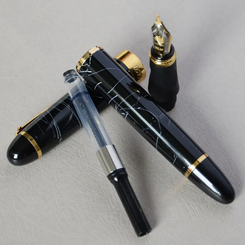 Авторучка 18KGP 0 7 мм перо с широким основанием JINHAO X450 черный/золотой 450 деловой