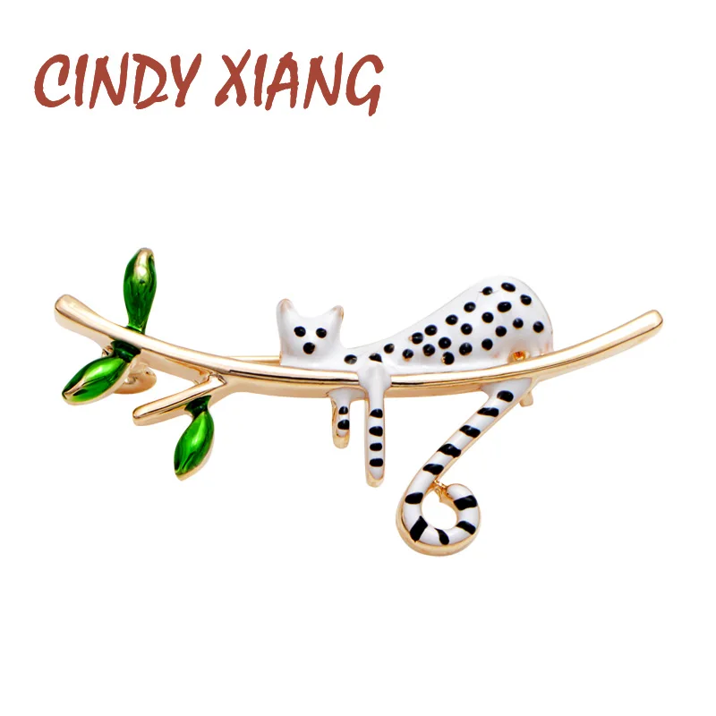 CINDY XIANG белый с черным пятном броши-кошки играющие на дереве кошечка булавка милый дизайн Летний стиль Свадьба Дети Ювелирные изделия подарок