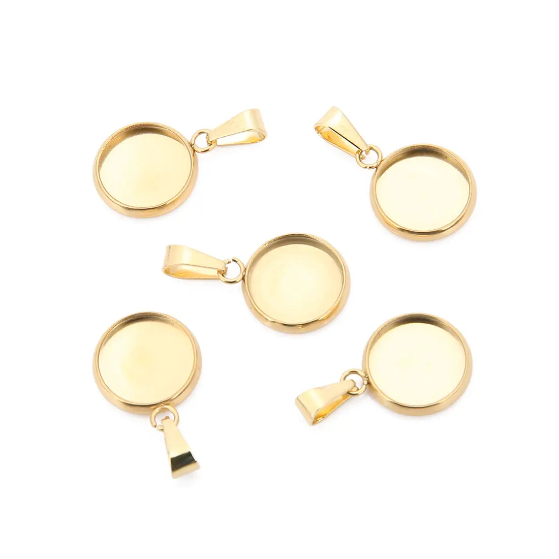 Gold Color LINSOIR 20 шт./лот пустая основа для подвески из нержавеющей стали серебристого/золотого цвета 5 размер основа для кабошона ободок для камеи DIY ювелирных изделий - Цвет: Gold Color