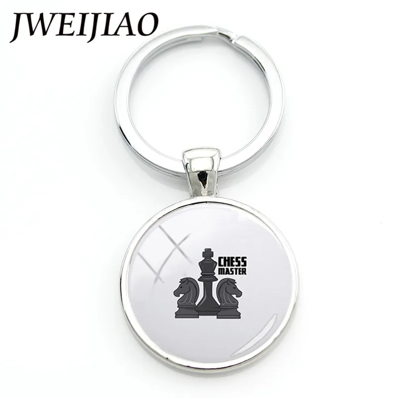 JWEIJIAO шахматный мастер брелок Chessmen glass Charms брелок для ключей с держателем международного слова коллекция для любителей шахмат на заказ