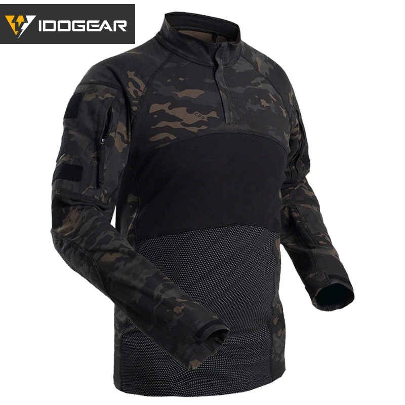 MultiCam Black IDOGEAR, тактическая рубашка, длинный рукав, топ, камуфляж, страйкбол, Спорт на открытом воздухе, боевая рубашка, черный, Мультикам, камуфляж, 3105 - Цвет: MultiCam Black