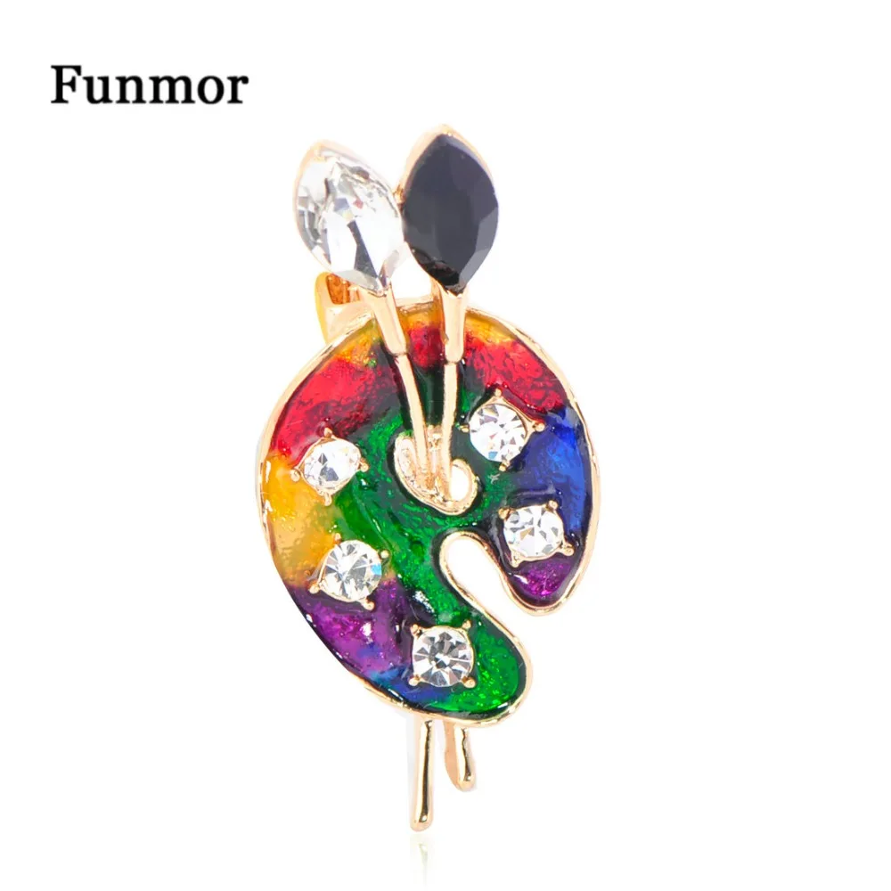 Женская Брошь в виде палетки с эмалью кристаллами|Броши| |