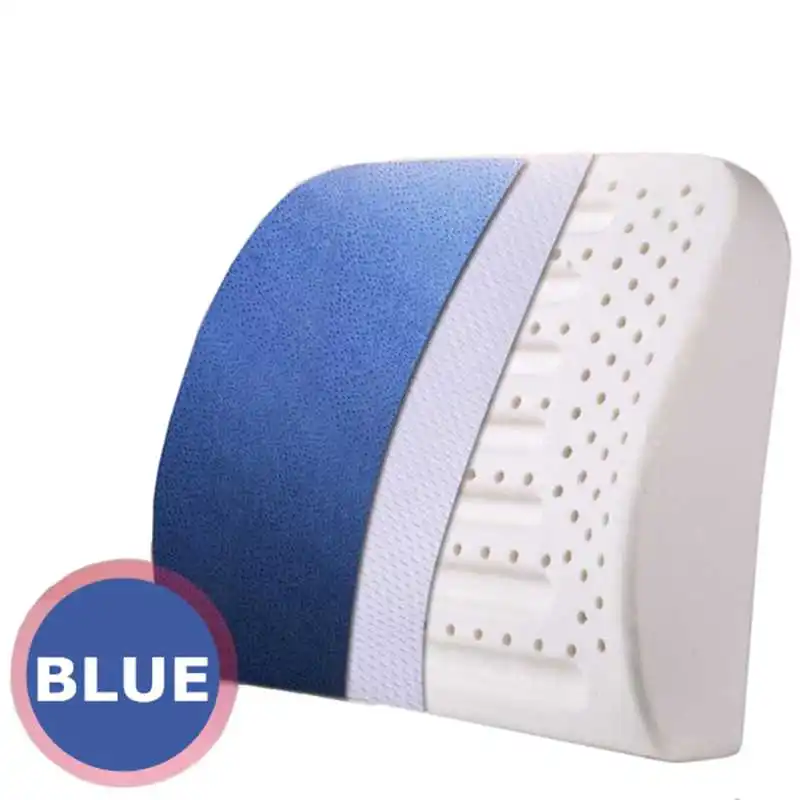 blue Натуральная латексная подушка для офисного стула, Массажная подушка для спины, Ортопедическая подушка, автомобильное сиденье, поясничная Подушка, облегчающая боль, поясная подушка - Цвет: blue
