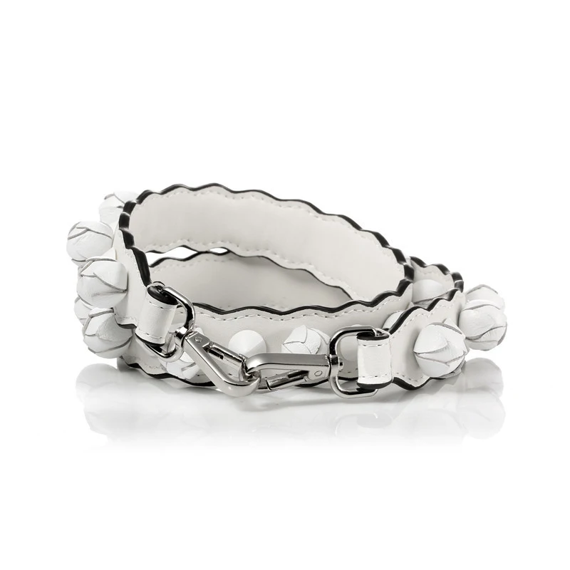 White Silver Buckle Новые Ретро Цветы с заклепками дизайн натуральная кожа сумка ремень шикарная ручка для леди сумки через плечо ремень 90 см сумка Запчасти ремни - Цвет: White Silver Buckle