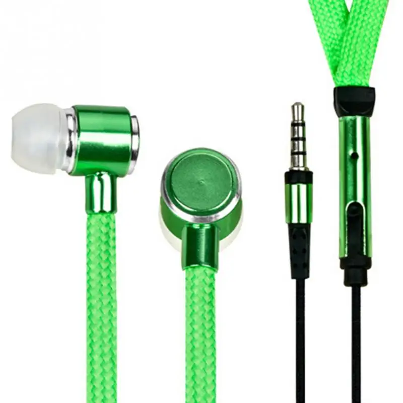 Shoelace Earphone cord Metal In Ear 3.5mm jack Earphones Bass Headset Stereo Sport Headphones With Mic#20