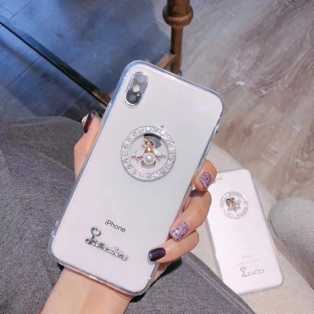 Ручной 3D металлический пчелиный Жемчуг Алмазный чехол для телефона iphone 4 4S 5 5C 5S SE 6