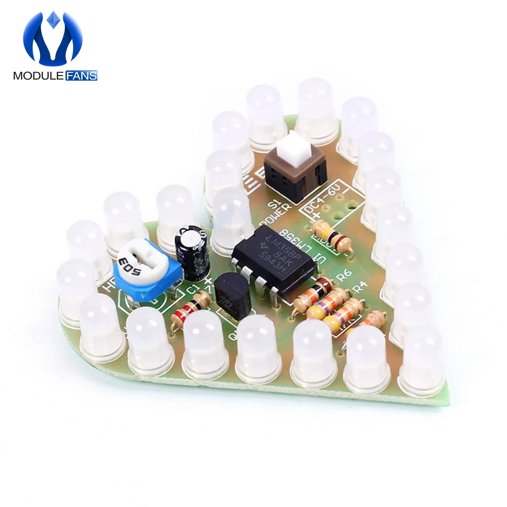 DIY Kit сердце Форма охлаждающаяся Лампа Комплект DC 4 V-6 V Дыхание светодиодный люкс Красный белого и синего цвета зеленый лазерный модуль линия по производству досок для обучения