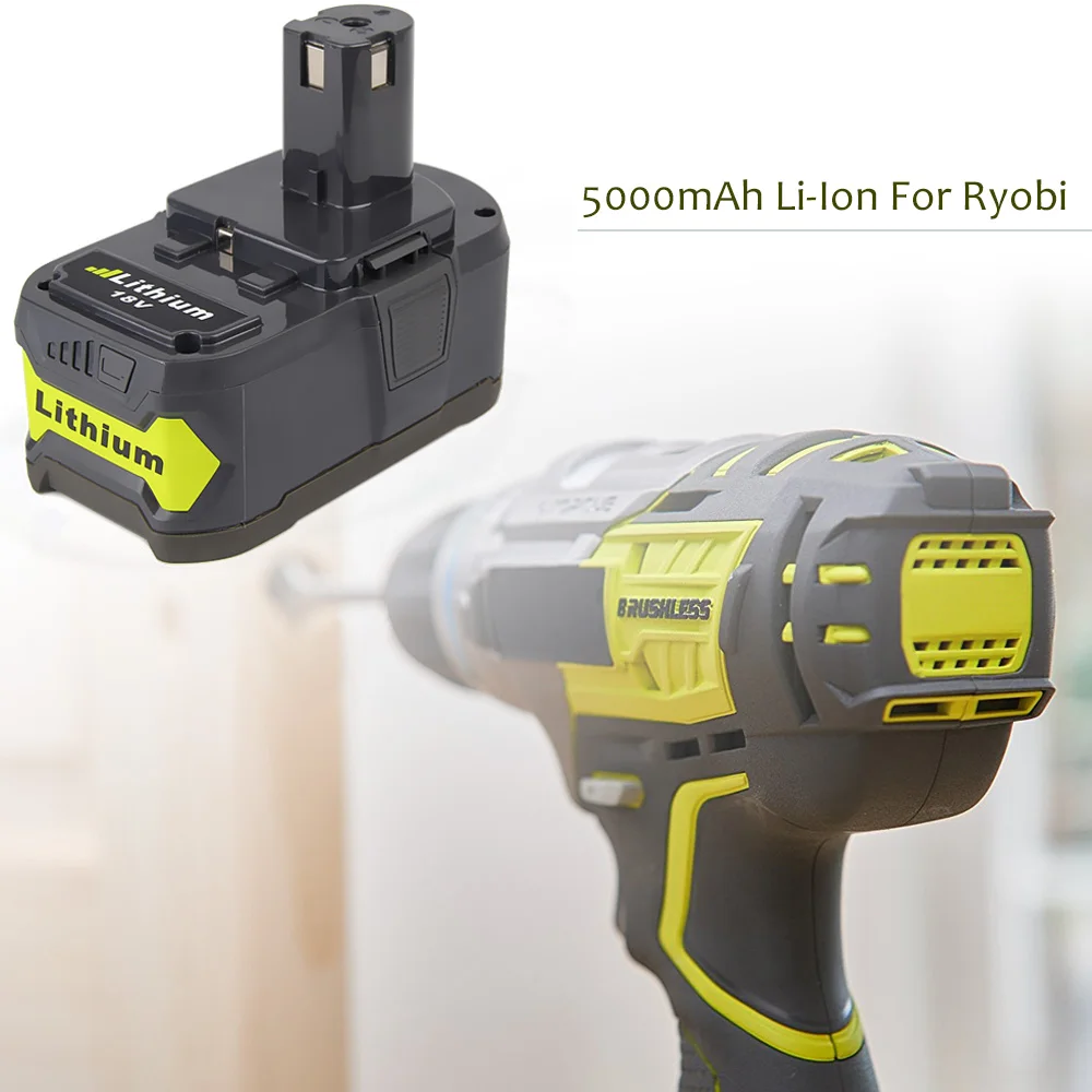 Литий-ионный аккумулятор Eleoption 18 в 5000 мА · ч 2 шт. для Ryobi P108 RB18L40 P2000 P310 ONE + BIW180 |