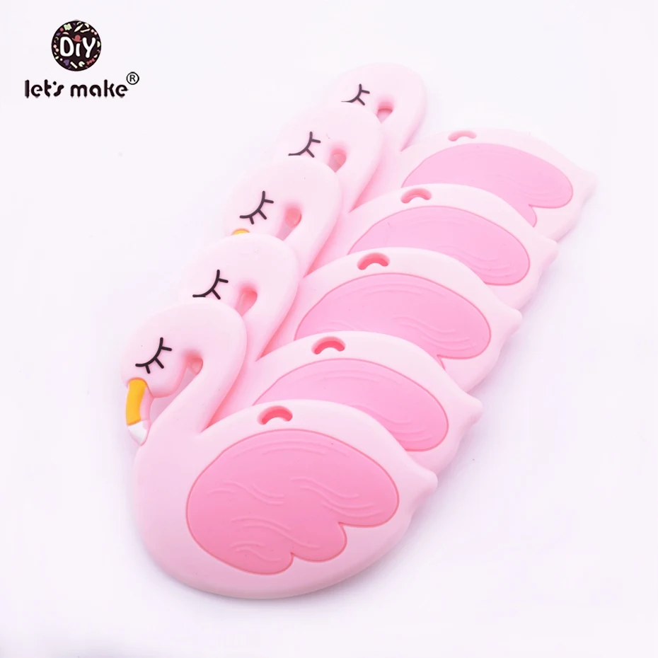 

Let's Make Silicone Flamingo Teether Cartoon Swan 5pcs DIY Teething Necklace Pacifier Clip Chains Accessories Pendant Teether