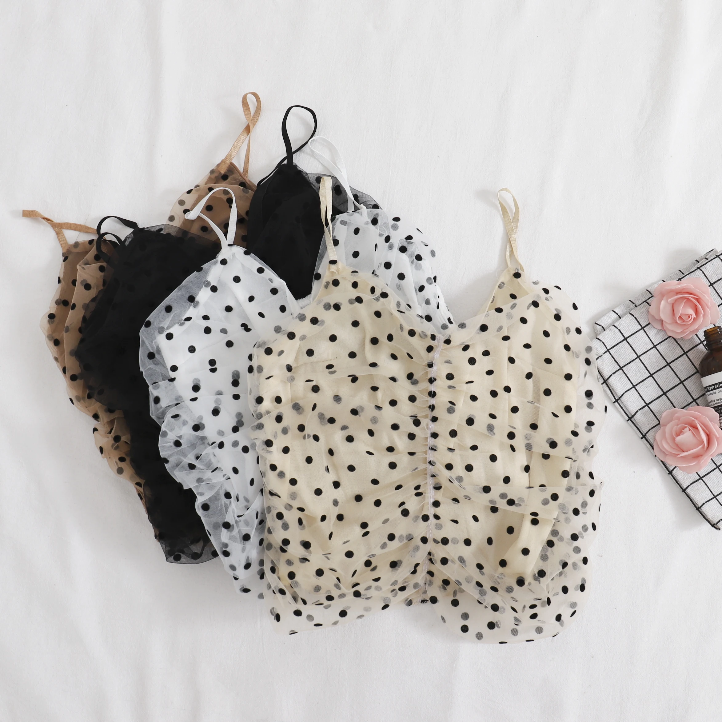 2019 Новинка летние женские босоножки Для женщин милые в крапинку из сетчатого