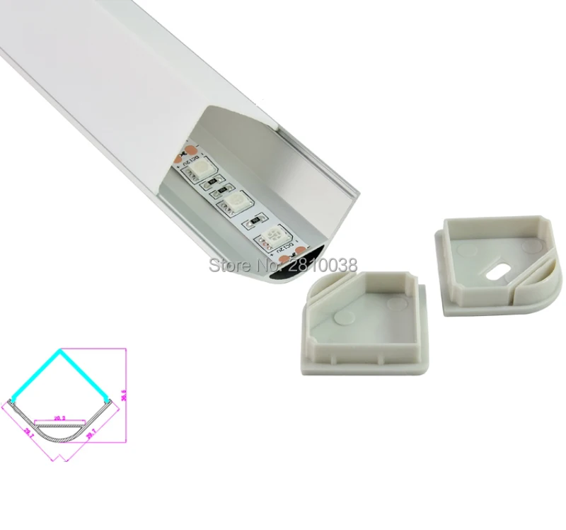 10 Sets/Lot Right Angle Anodized LED aluminum profile AL6063 Aluminium led profile LED Channel profile for cabinet corner lights