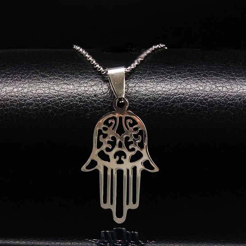 Ожерелье Hamsa из нержавеющей стали 2021 женские ожерелья серебряного цвета