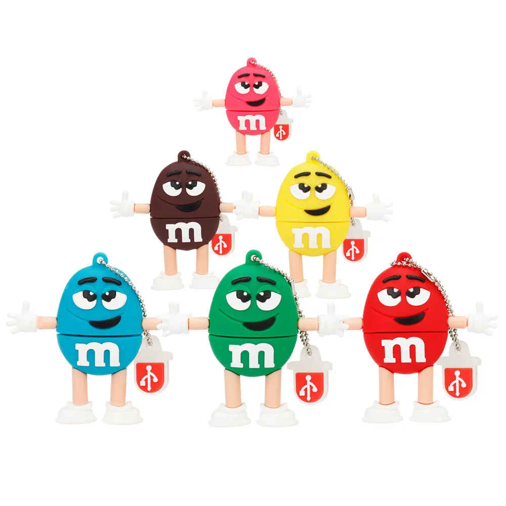 Usb флеш-накопитель 2,0 мультфильм M& m шоколадная фасоль 4 ГБ 8 ГБ 16 ГБ 32 ГБ 64 Гб высокоскоростная карта памяти 128 ГБ подарок