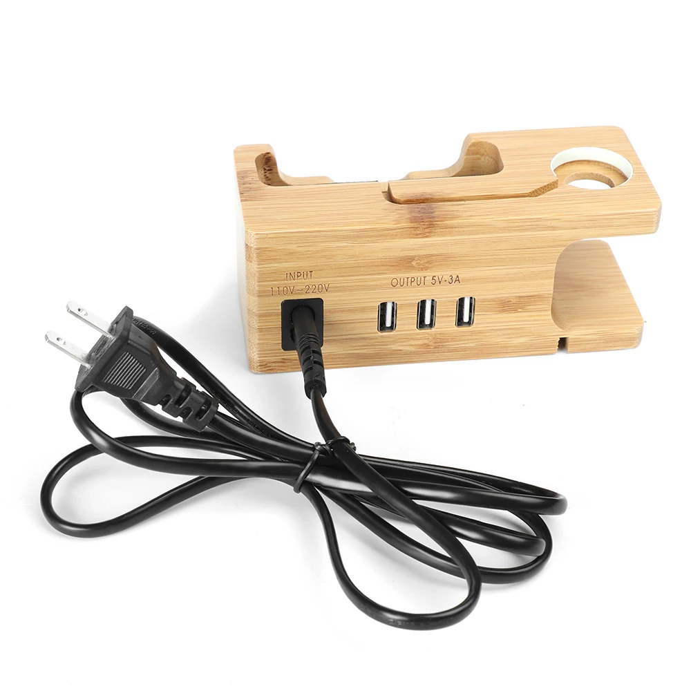 Новая бамбуковая подставка для часов, зарядная станция usb, деревянная док-станция, подставка для телефона, подставка для смартфона, настольная подставка для Apple Watch, IPhone