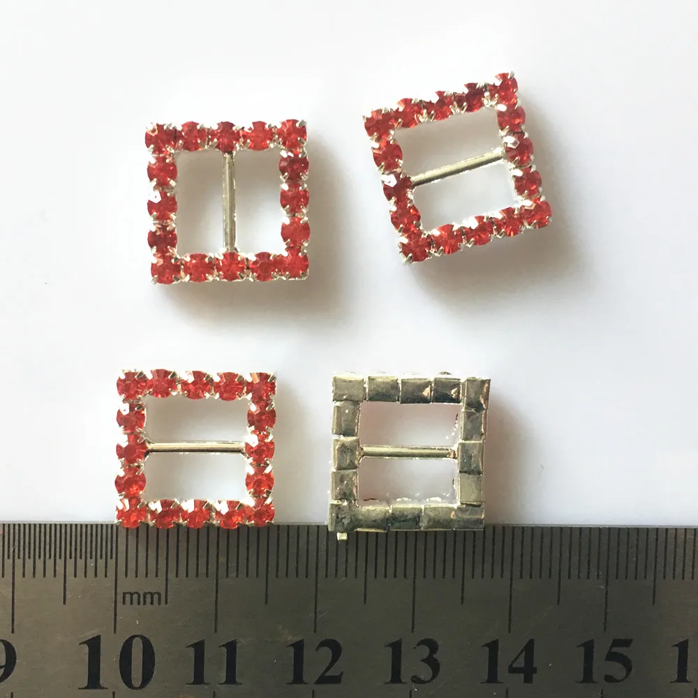 CJSIR 10 шт. DIY мм квадратные красные стразы серебряная металлическая пряжка слайдер